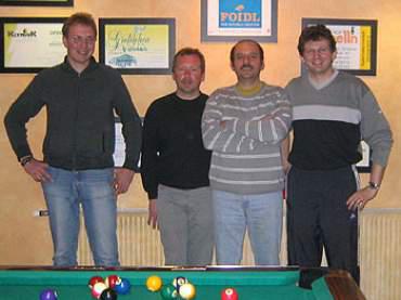 4. Hannes, 3. Rudi, 1. KC und 2. Wof Flatscher