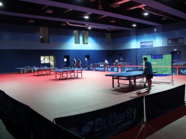 Ein Teil der großen Tischtennishalle