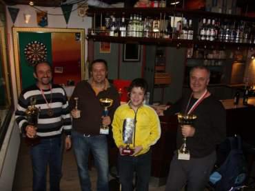 v.l.n.r.: 1. Platz KC, 4. Platz Schorsch, 3. Platz Mich, 2. Platz Ginal