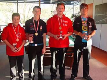 Das Schülerpodest Michael Winkler, Markus Pirchl, Clemens Schober und Niederwieser Stefan