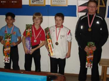Unsere erfolgreichen Knirpse: 3. Goran Stankovic, 2. Manuel Kapeller, 1. Michael Winkler, 3. Clemens
